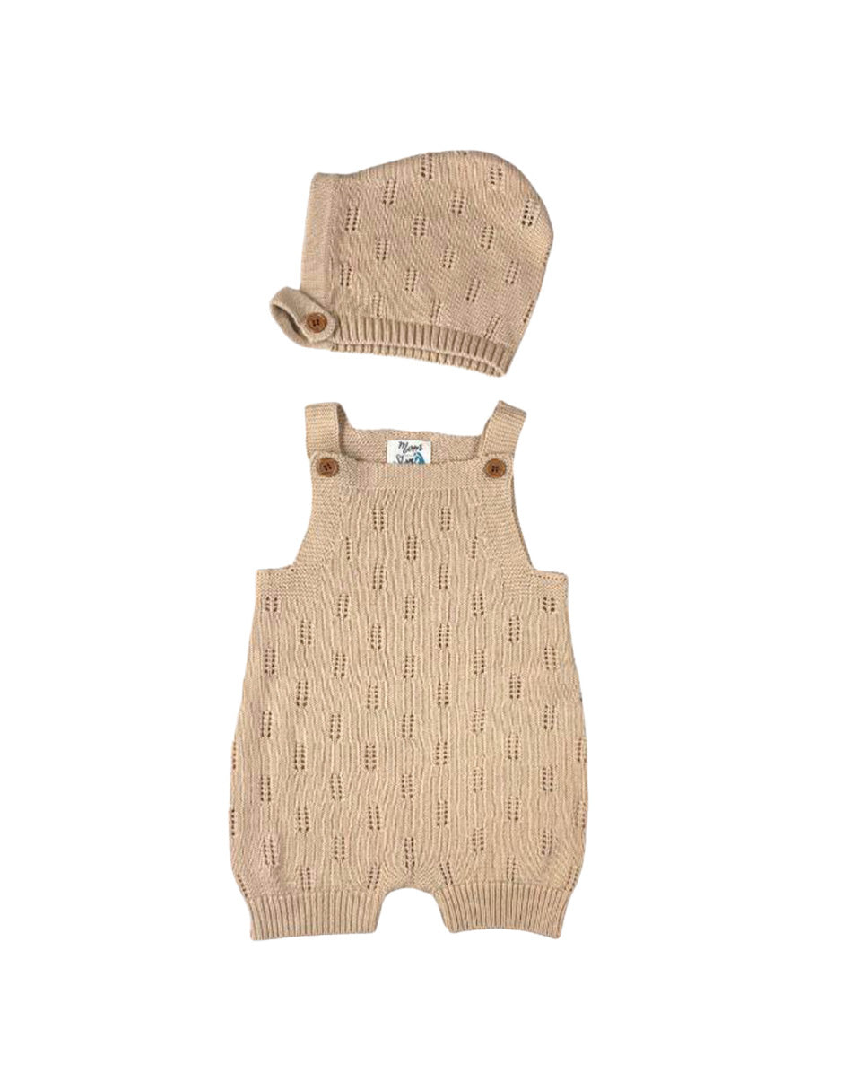 Ropa conjunto Overoll y gorro beige
