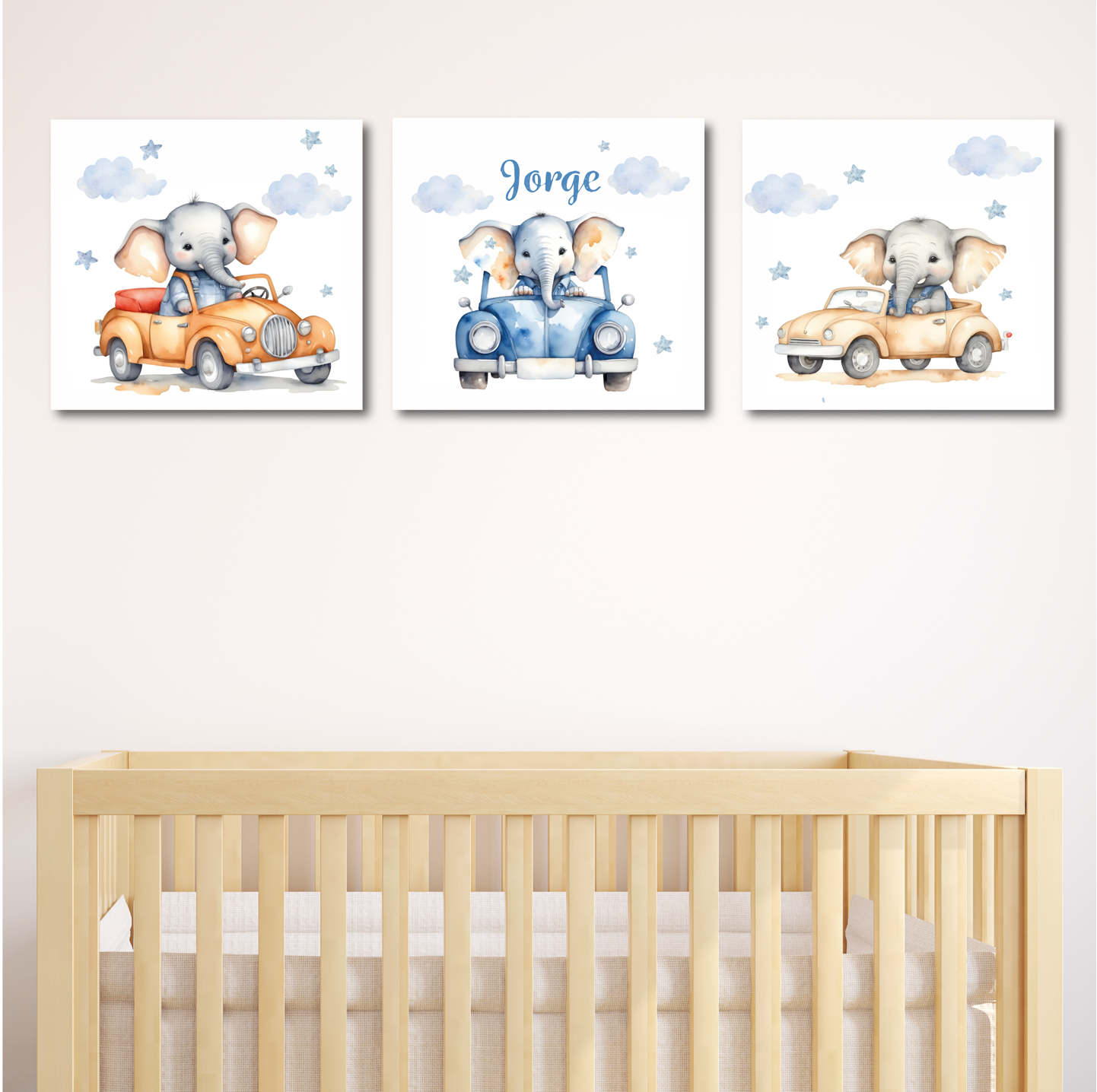 Elefante En Coche - 50x50cm - NIÑO