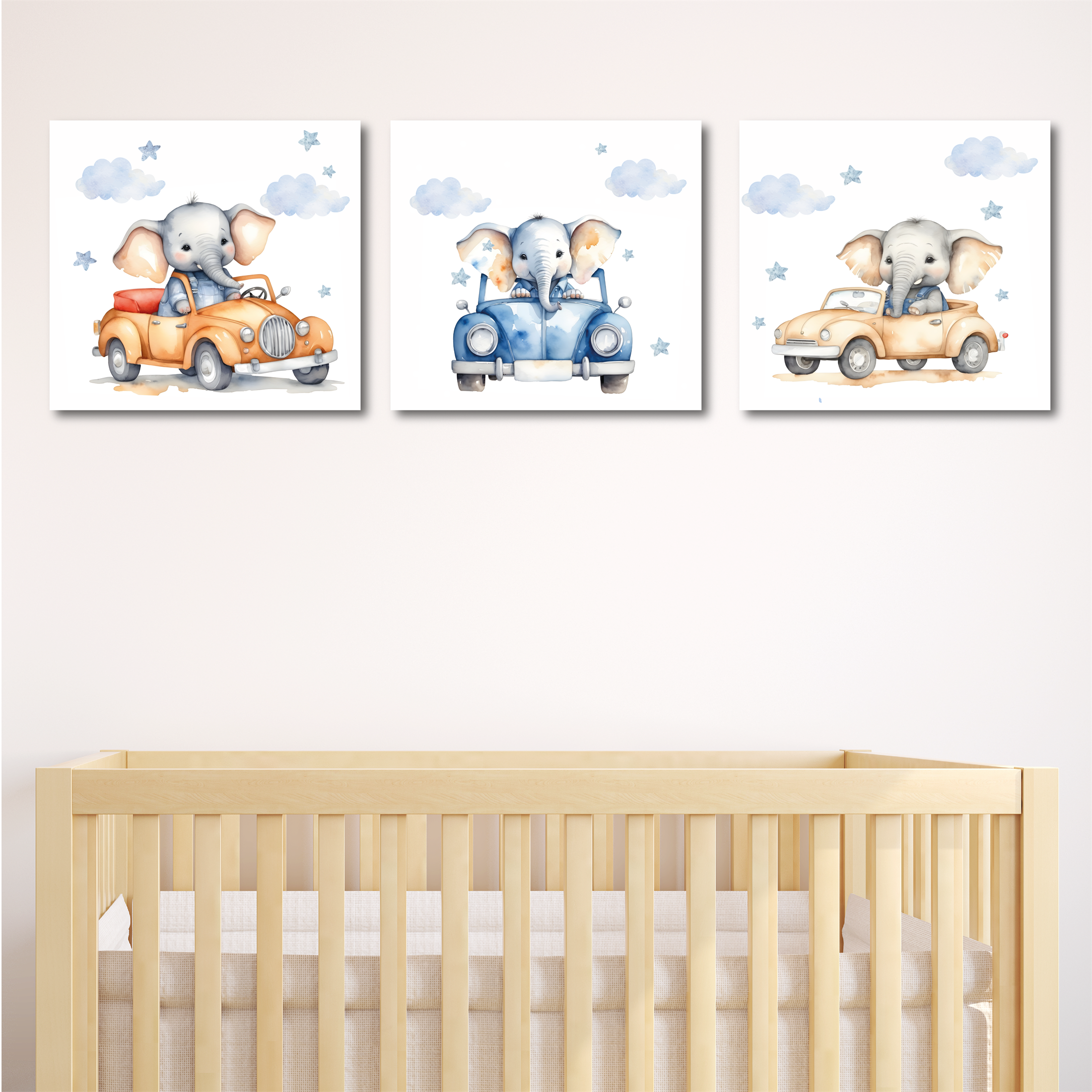 Elefante En Coche - 40x40cm - NIÑO